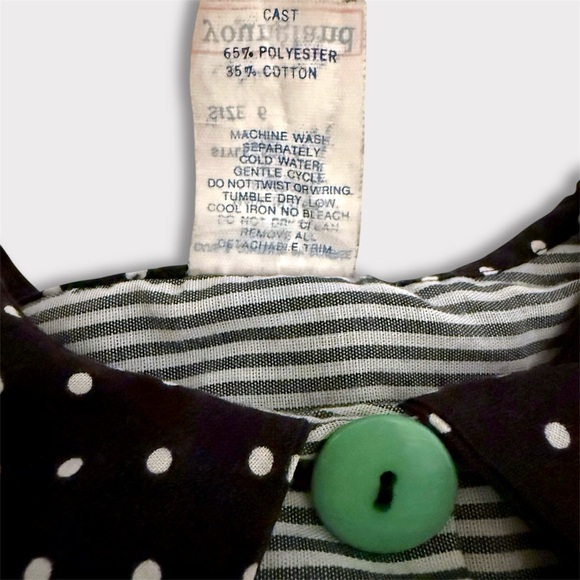 Vintage Youngland Girls Dress Sz 6 80s Polka Dot Collar Colorful Rainbow Buttons - Picture 7 of 8